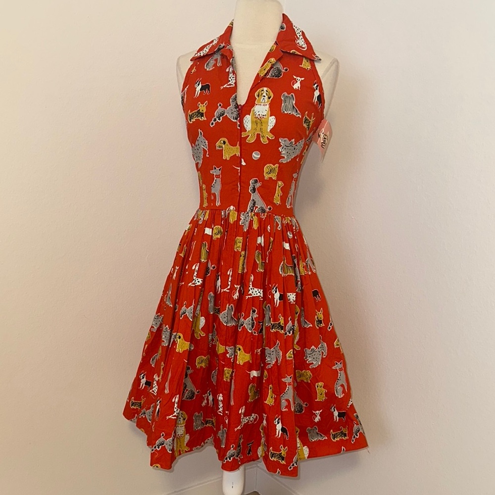 Bernie Dexter Red Dog Print Midi Dress
